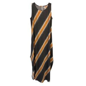 Zenana Outfitters Gray and Orange Asymmetrical Sundress